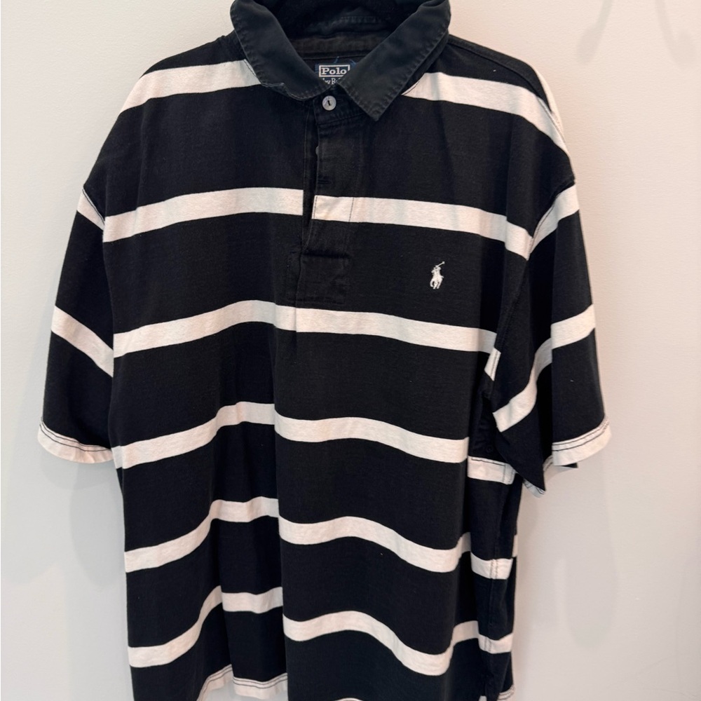 Polo by Ralph Lauren Black and White Striped Men's Shirt
